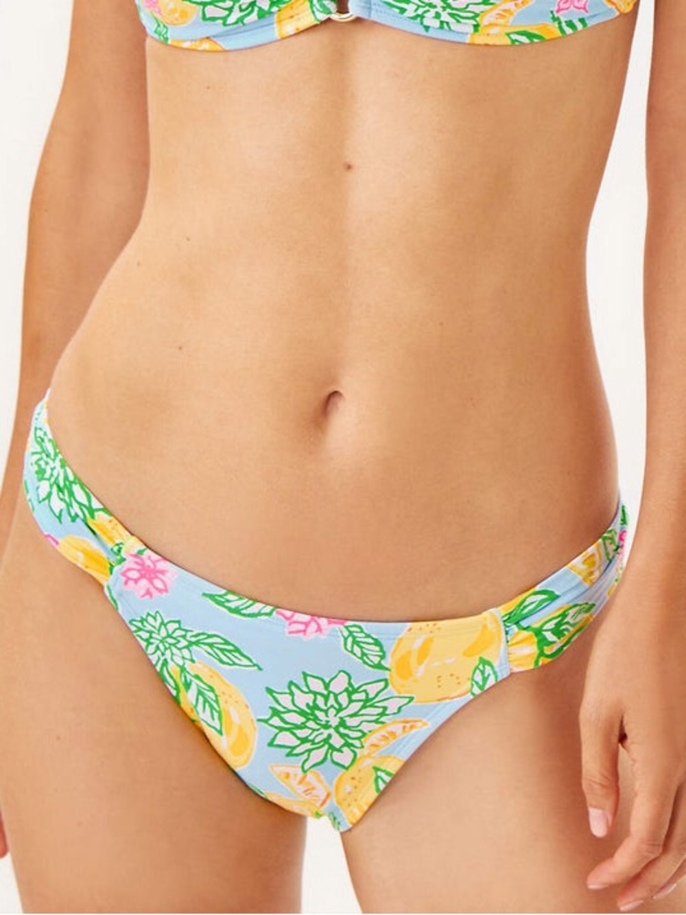 NWT Lilly Pulitzer Clancy Bikini Bottom Size 14 Make Lemonade Bluette Shirred